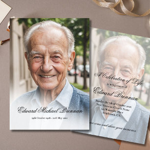 Invitation Funérailles Mémorial Photo Élégante