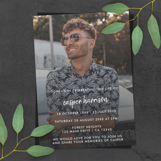 Invitation Funérailles modernes | Photo Célébration de la vie (Créateur téléchargé)