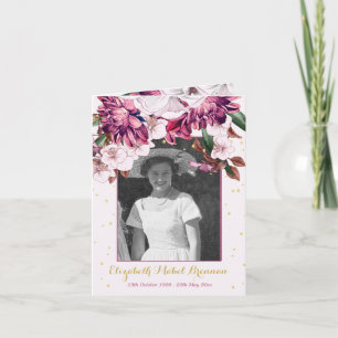 Invitation Funérailles Photo Bourgogne Florale Élégante Invit