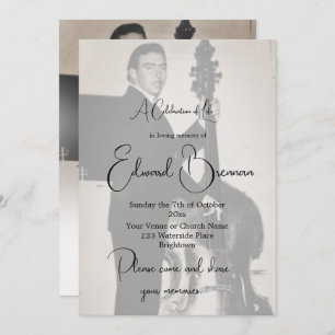 Invitation Funérailles Photo Élégante Célébration De La Vie D