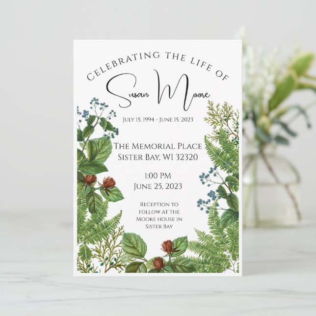 Invitation Funérailles photo vertes (Debout devant)