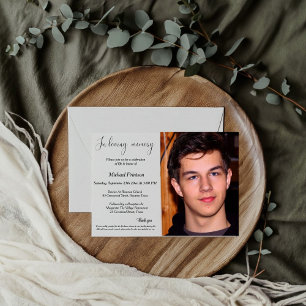 Invitation Funérailles, service commémoratif, célébration de