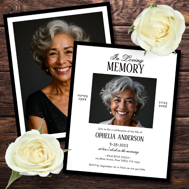 Invitation funéraire à 2 photos noir et blanc budg (Créateur téléchargé)