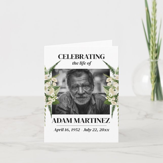 Invitation Funéraire Célébration De Vie Florale (Devant)