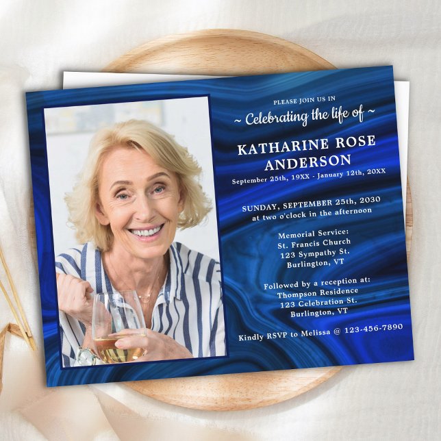 Invitation funéraire commémorative en marbre bleu  (Créateur téléchargé)