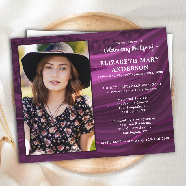 Invitation funéraire commémorative en marbre viole (Créateur téléchargé)