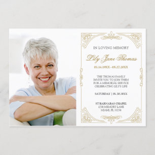 Invitation funéraire Elegant Gold Swirl Modifier