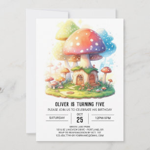 Invitation Fungi magique Tabouret de Toadstool Anniversaire