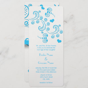 Invitation Funky Aqua Blue Butterfly ou Bumble Bee Mariage