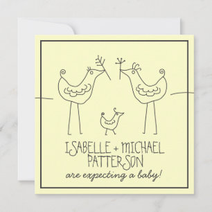 Invitation Funky Birds Moderne Famille Couples Baby shower