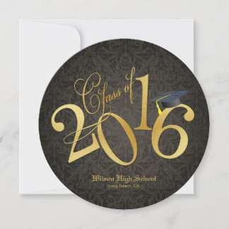 Invitation Funky Black & Gold Class of 2016