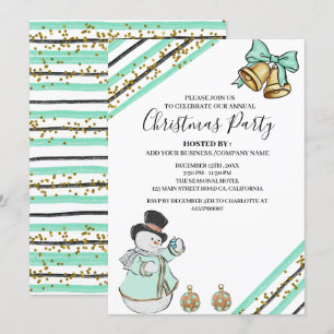 Invitation Funky Blue Corporate Office Christmas Party