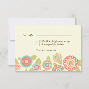 Invitation Funky Boho Retro Flowers Mariage