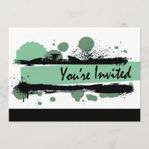 Invitation Funky Bold Grunge Splatter Anniversaire Party (aqu