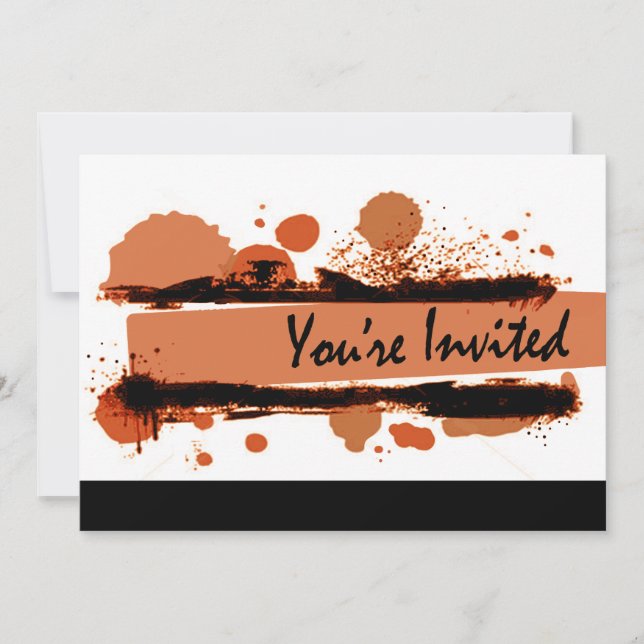 Invitation Funky Bold Grunge Splatter Anniversaire Party (mau (Devant)