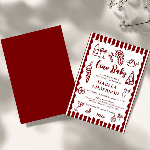 Invitation Funky Ciao Baby Dessin Main Baby Shower Italien