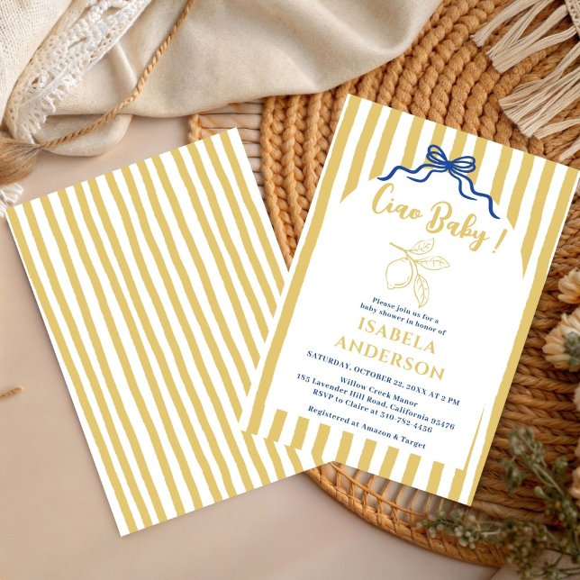 Invitation Funky Ciao Baby Hand Drawn Italian Baby Shower  (Créateur téléchargé)