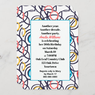 Invitation Funky Doodles 30e fête d'anniversaire