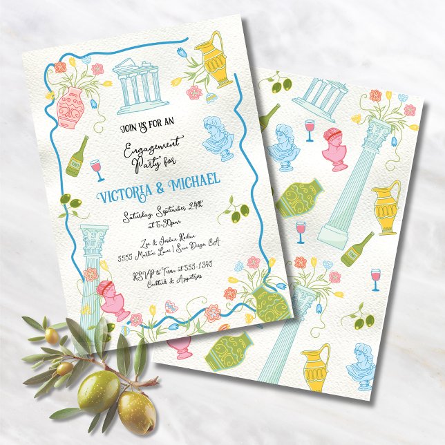 Invitation Funky Drake Italian Greek Mediterraneann Party (Créateur téléchargé)