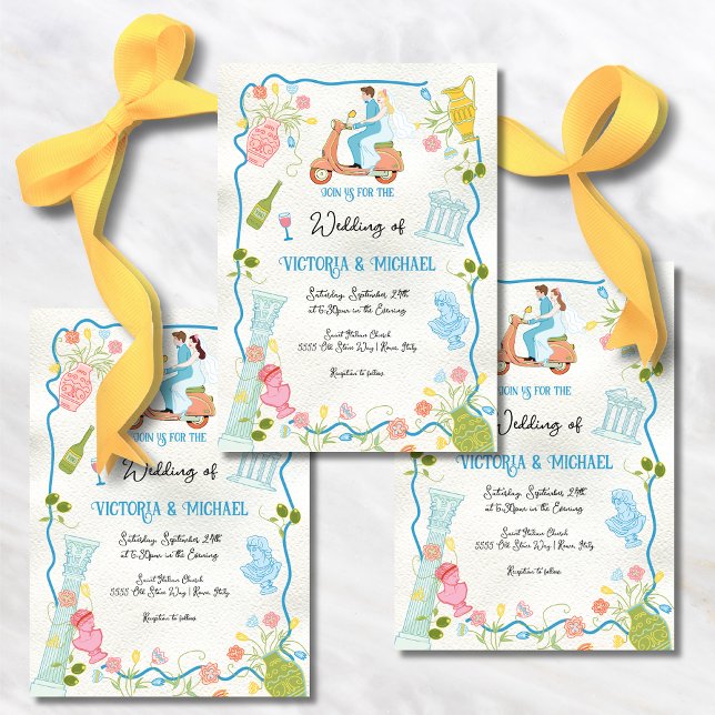 Invitation Funky Draky Groom de mariée italienne sur Mariage  (Créateur téléchargé)