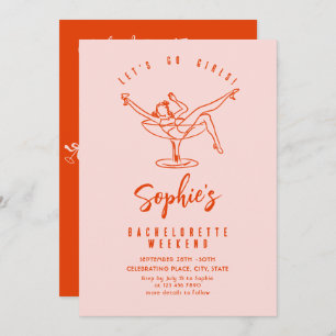 Invitation Funky Hand Drabble Retro Bachelorette Party