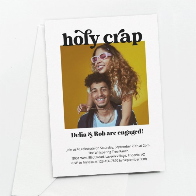 Invitation Funky Holy Crap Engagement Party Photo (Créateur téléchargé)