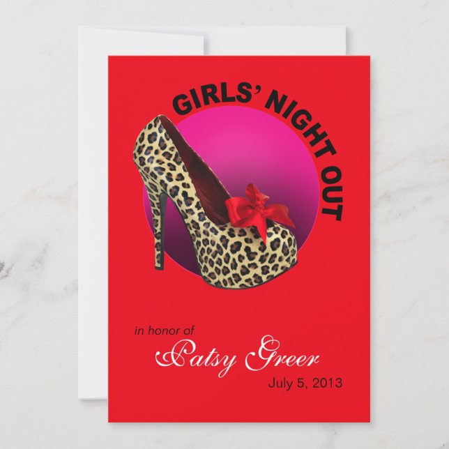 Invitation Funky Leopard Stiletto Girls Night Out (Devant)