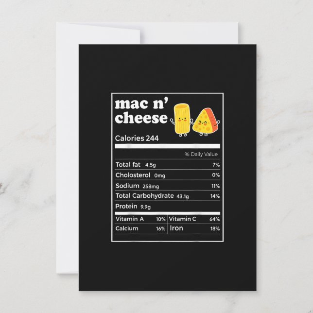 Invitation Funky Mac N'Cheese Nutrition Facts Thanksgiving F (Devant)