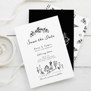 Invitation funky main dessiné whimsical tendance mariage ital