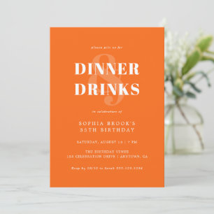 Invitation Funky Orange Bold Typographie Anniversaire Dîner