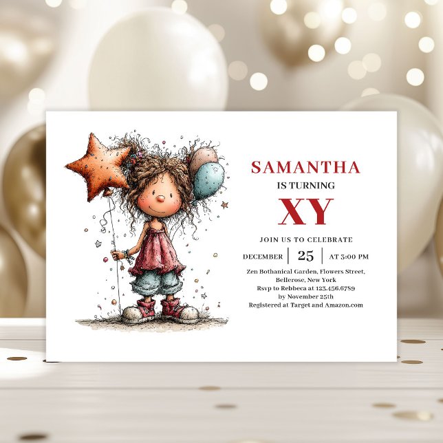 Invitation funky pour l'anniversaire d'une fille o (Quirky Girl Birthday Funky invitation)