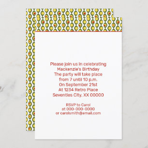 Invitation Funky Retro Perle d'Olive Personnalisé Couleurs Mo