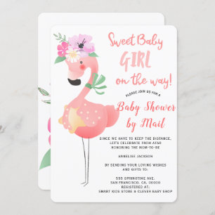 Invitation Funky rose flamingo baby shower par mail
