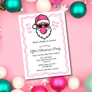 Invitation Funky rose Père Noël Bubble Gum après la fête de N