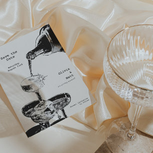 Invitation Funky Save La Date Retro Champagne Tower Y2K