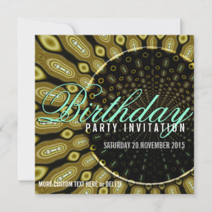 Invitation Funky Solar Sunflower Olive Green + Mint Party