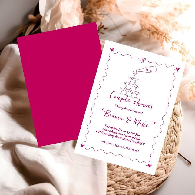 Invitation Funky Tapis À La Main Champagne Tour Couple Douche (Créateur téléchargé)