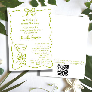 Invitation Funky Whimsical Green Martini QR Code Baby shower
