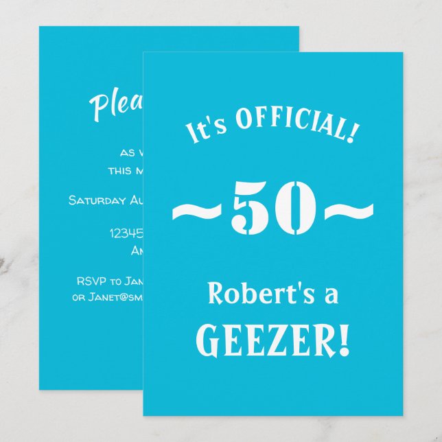 Invitation Funny 50th Birthday Milestone Party Invite (Devant / Derrière)