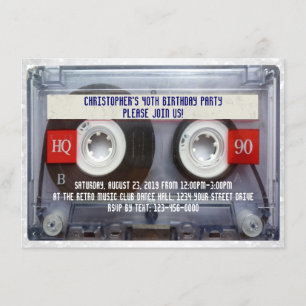 Invitation Funny 80s Cassette Mixtape 40e fête d'anniversaire