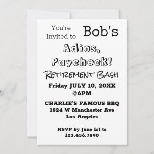 Invitation FUNNY Adios, Paycheck Papa Retraite Party