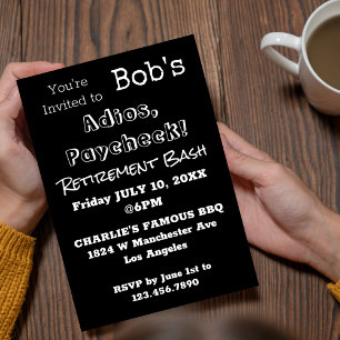 Invitation FUNNY Adios, Paycheck Papa Retraite Party