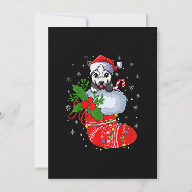 Invitation Funny Alaskan Malamute Chien Dans Chaussettes De N (Devant)