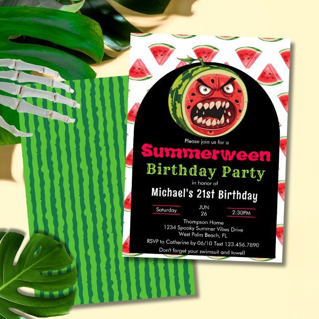 Invitation Funny Angry Watermelon Summerween fête d'anniversa (Créateur téléchargé)