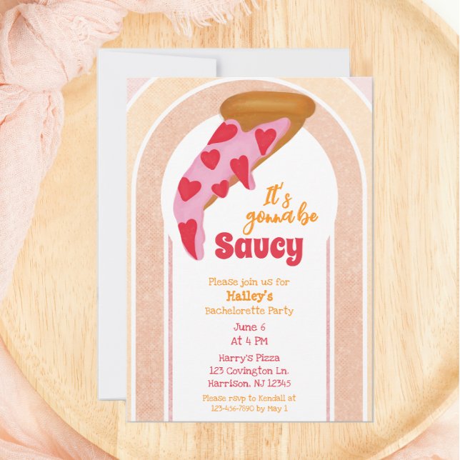 Invitation Funny Bachelorette Party Pizza (Créateur téléchargé)