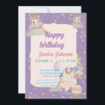 Invitation Funny Birthday Unicorn<br><div class="desc">Unicorne,  anniversaire de fille,  arc-en-ciel,  violet,  magique,  petit anniversaire de licorne,  joli anniversaire de licorne,  licorne aquarelle,  couleurs pastel,  drôle</div>