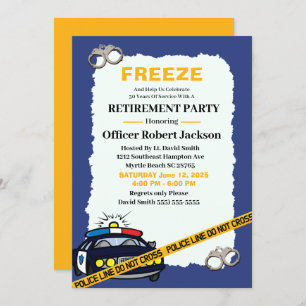 Invitation Funny Blue Police Officier Parti de retraite