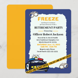 Invitation Funny Blue Police Officier Parti de retraite Invit