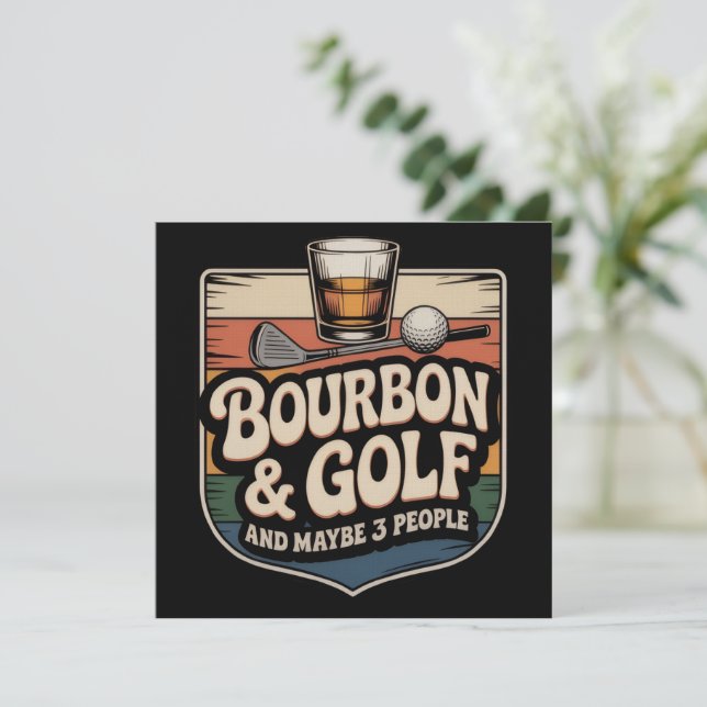 Invitation Funny Bourbon Golf Golfer Dad Gift Vintage (Debout devant)