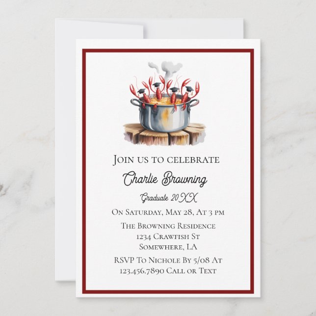 Invitation Funny Cajun Graduation Party (Devant)